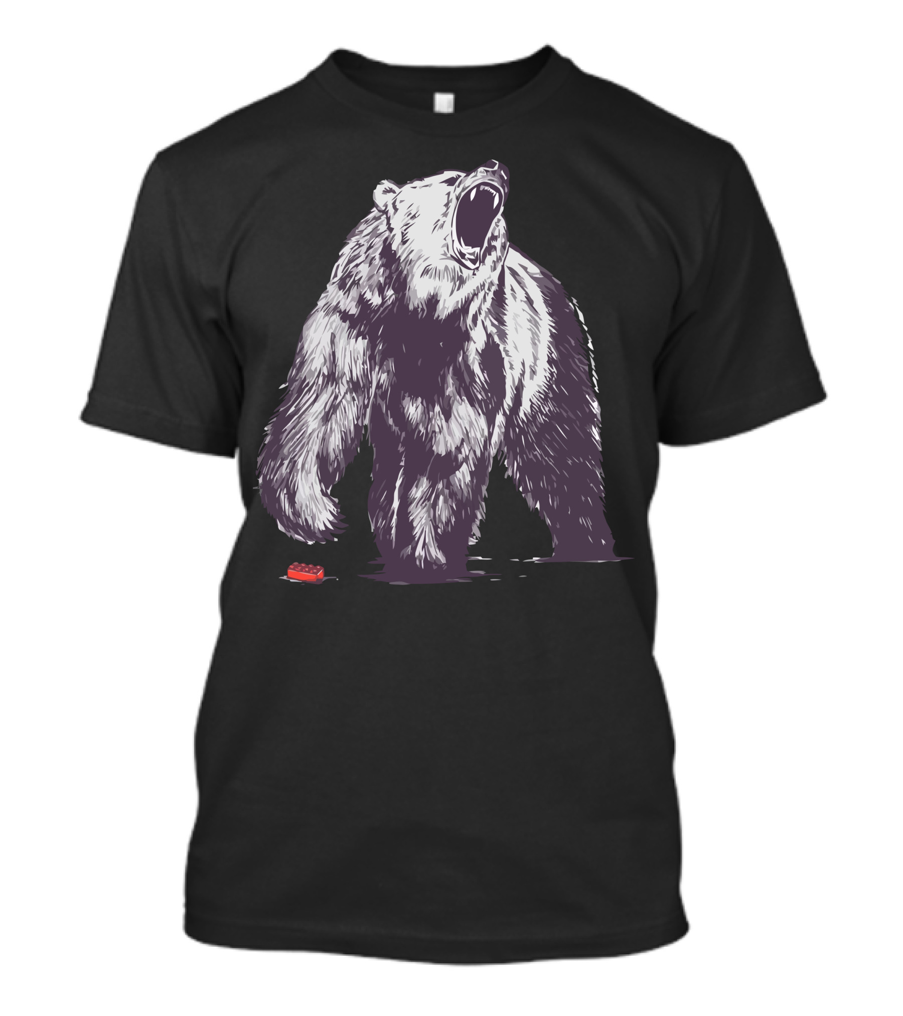 Bear Block Roaring Next To Red Toy Brick T-Shirt