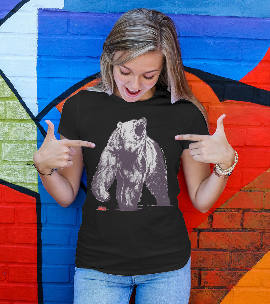 Bear Block Roaring Next To Red Toy Brick T-Shirt