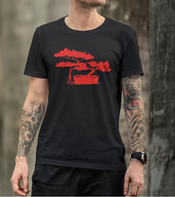 Bonsai Gardener Trimming A Red Bonsai Tree T-Shirt