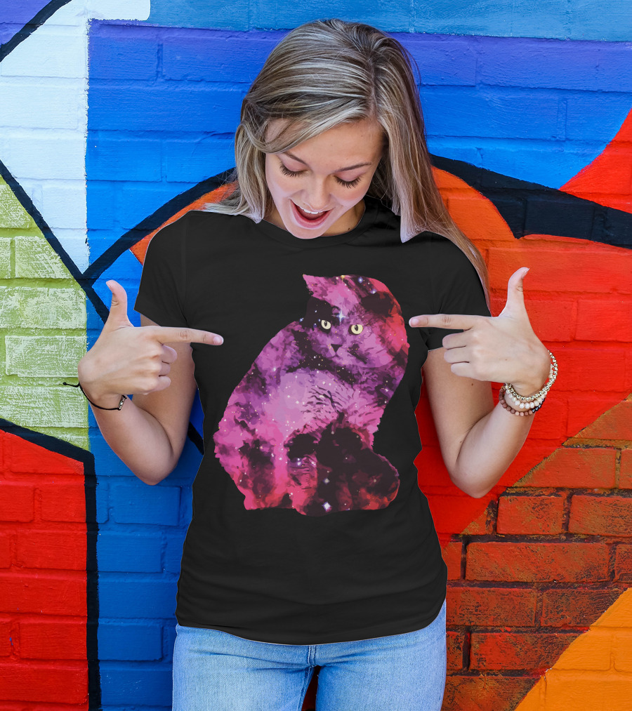 Celestial Galaxy-Inspired Cat With Cosmic Colors T-Shirt