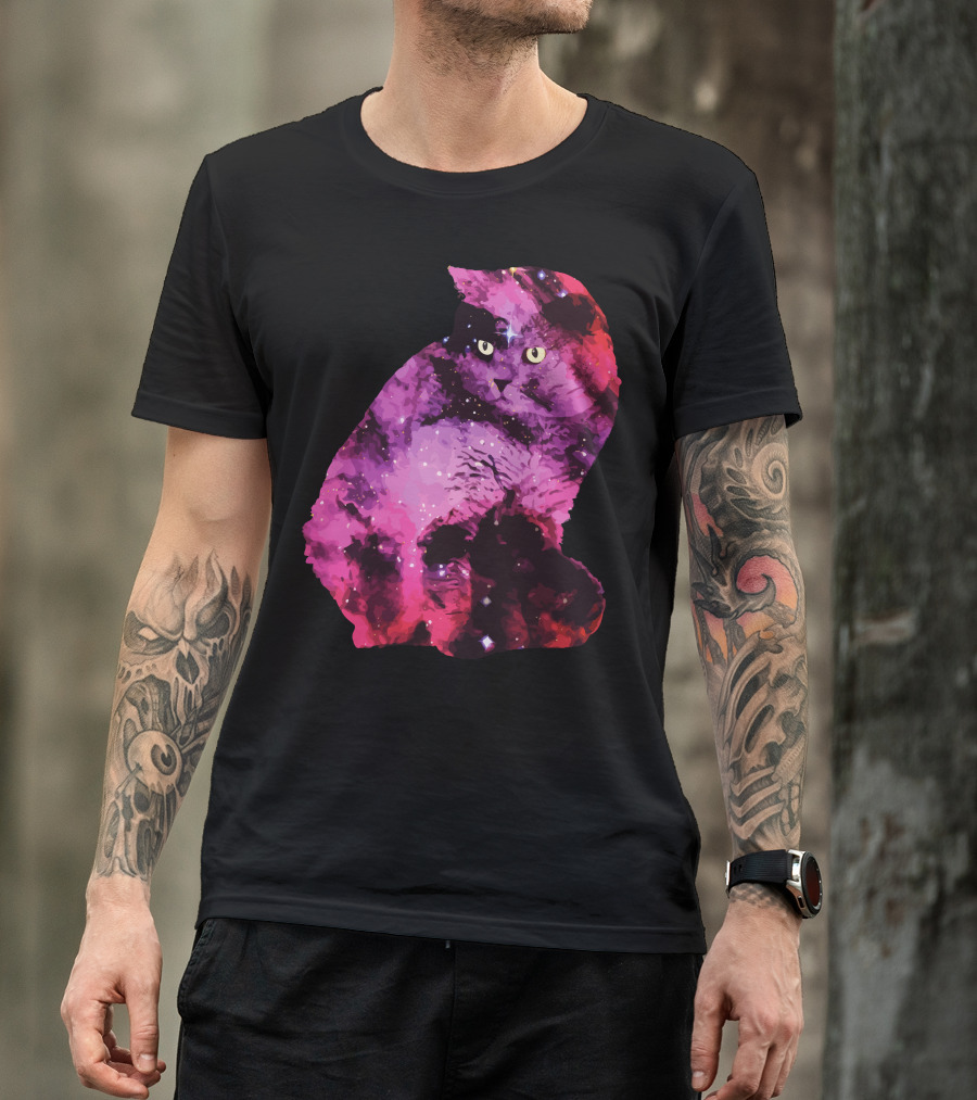 Celestial Galaxy-Inspired Cat With Cosmic Colors T-Shirt