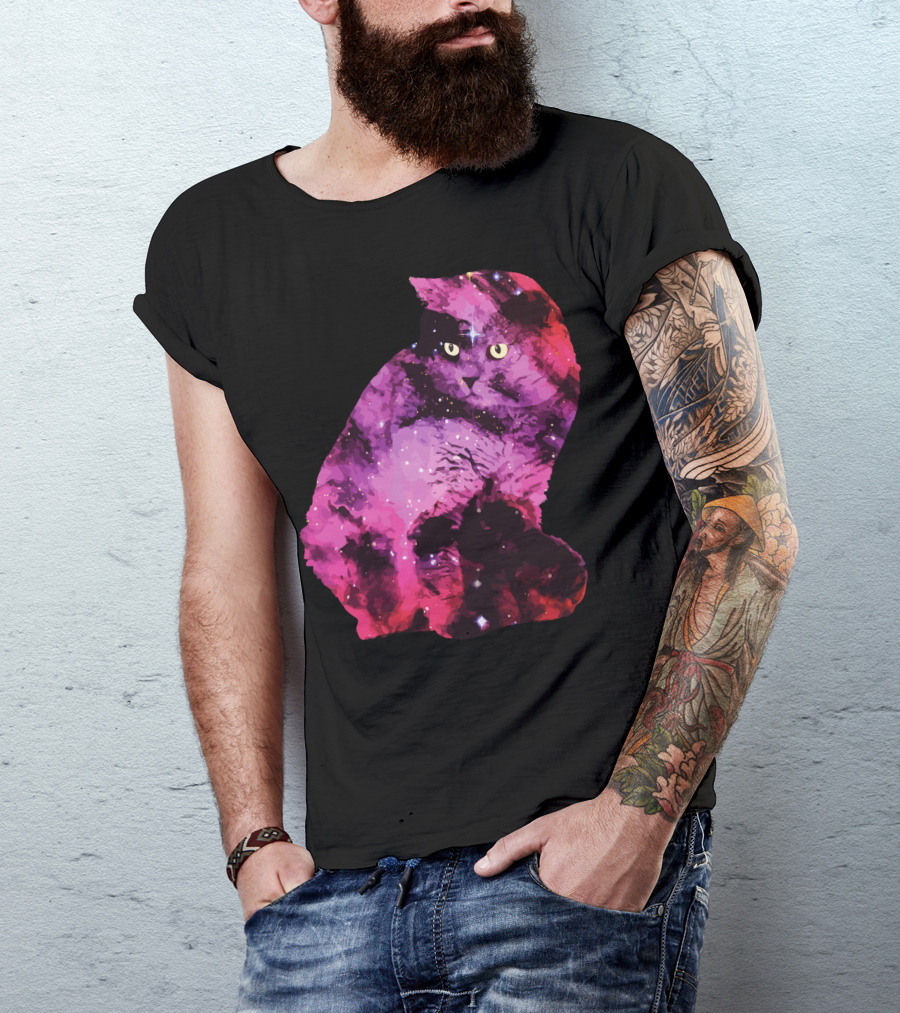 Celestial Galaxy-Inspired Cat With Cosmic Colors T-Shirt