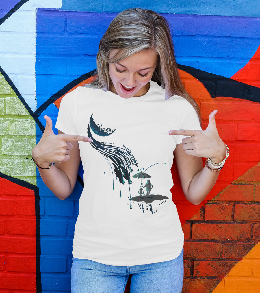 Chance Of Scattered Showers Umbrella Couple With Whimsical Rainy Sky T-Shirt