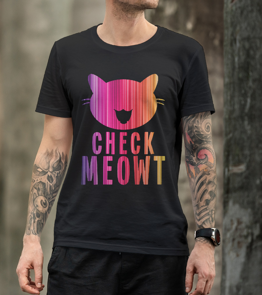 Check Meowt Cat Colorful Gradient T-Shirt