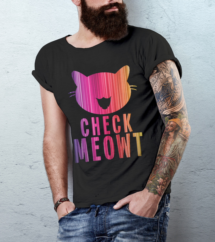 Check Meowt Cat Colorful Gradient T-Shirt
