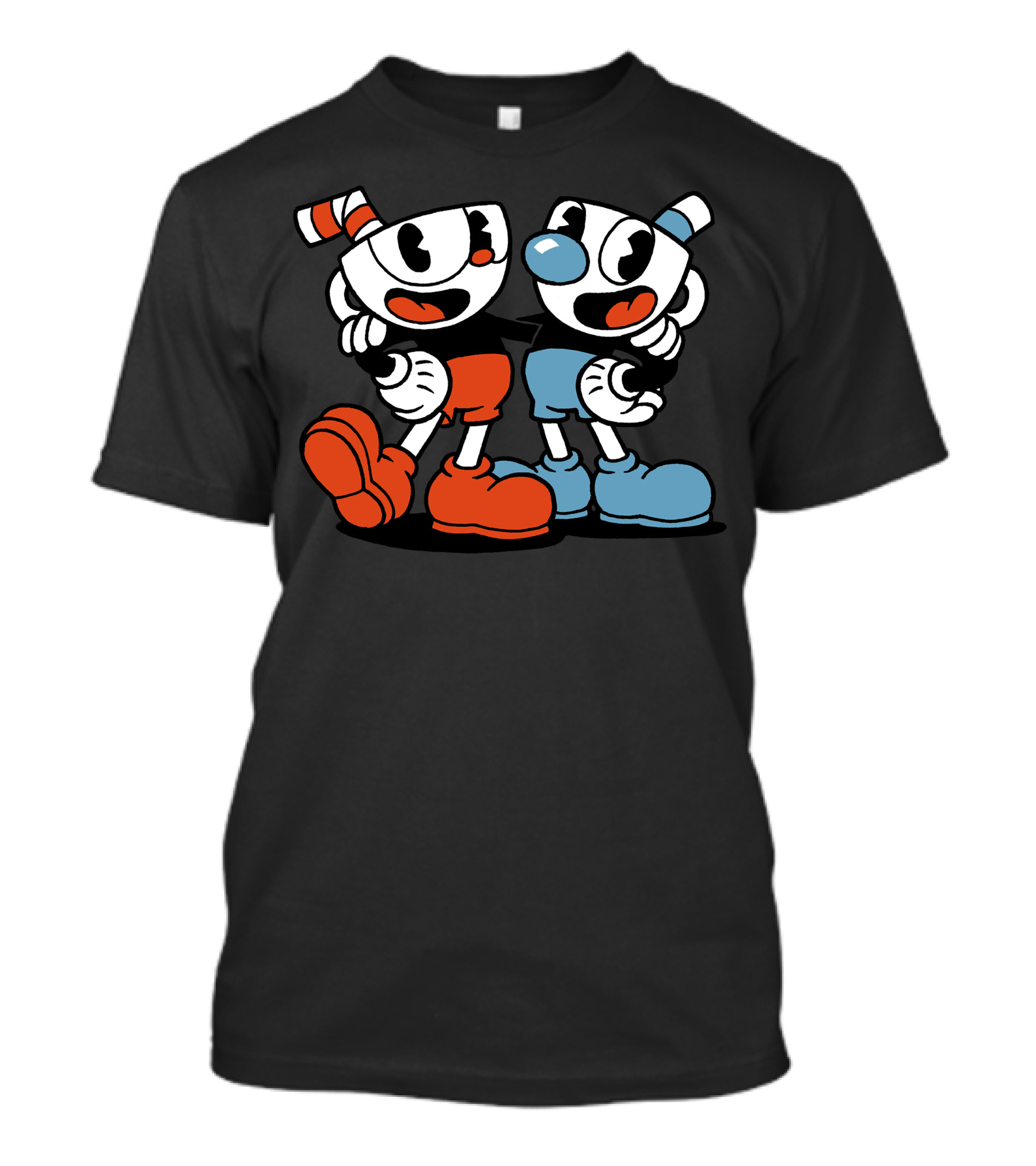 Cuphead And Mugman Cartoon Characters Adventure Game Fans T-Shirt