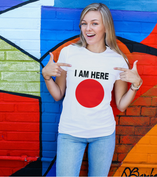 I Am Here Red Dot Iconic Minimalist T-Shirt