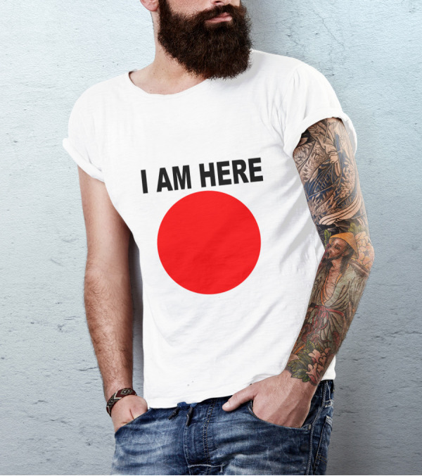 I Am Here Red Dot Iconic Minimalist T-Shirt