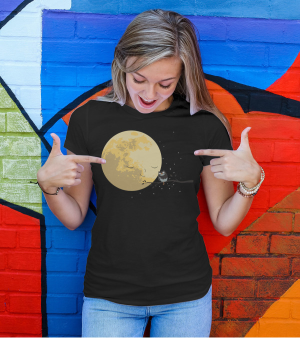 Sleeping Moon With Bird And Stars T-Shirt