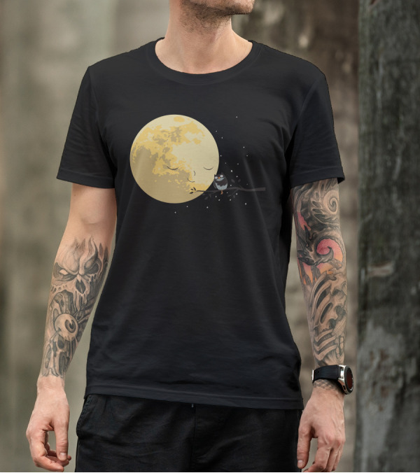 Sleeping Moon With Bird And Stars T-Shirt