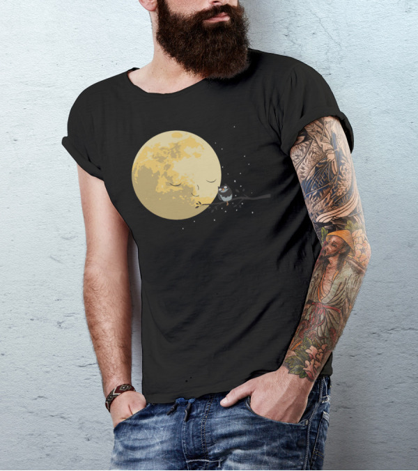 Sleeping Moon With Bird And Stars T-Shirt