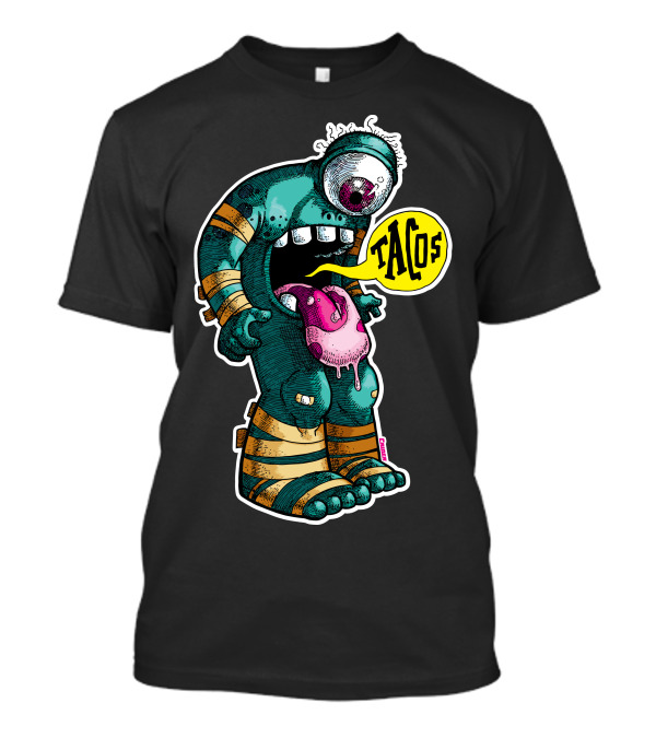 Monster Craving Tacos With Cartoon Cyclops Drooling T-Shirt