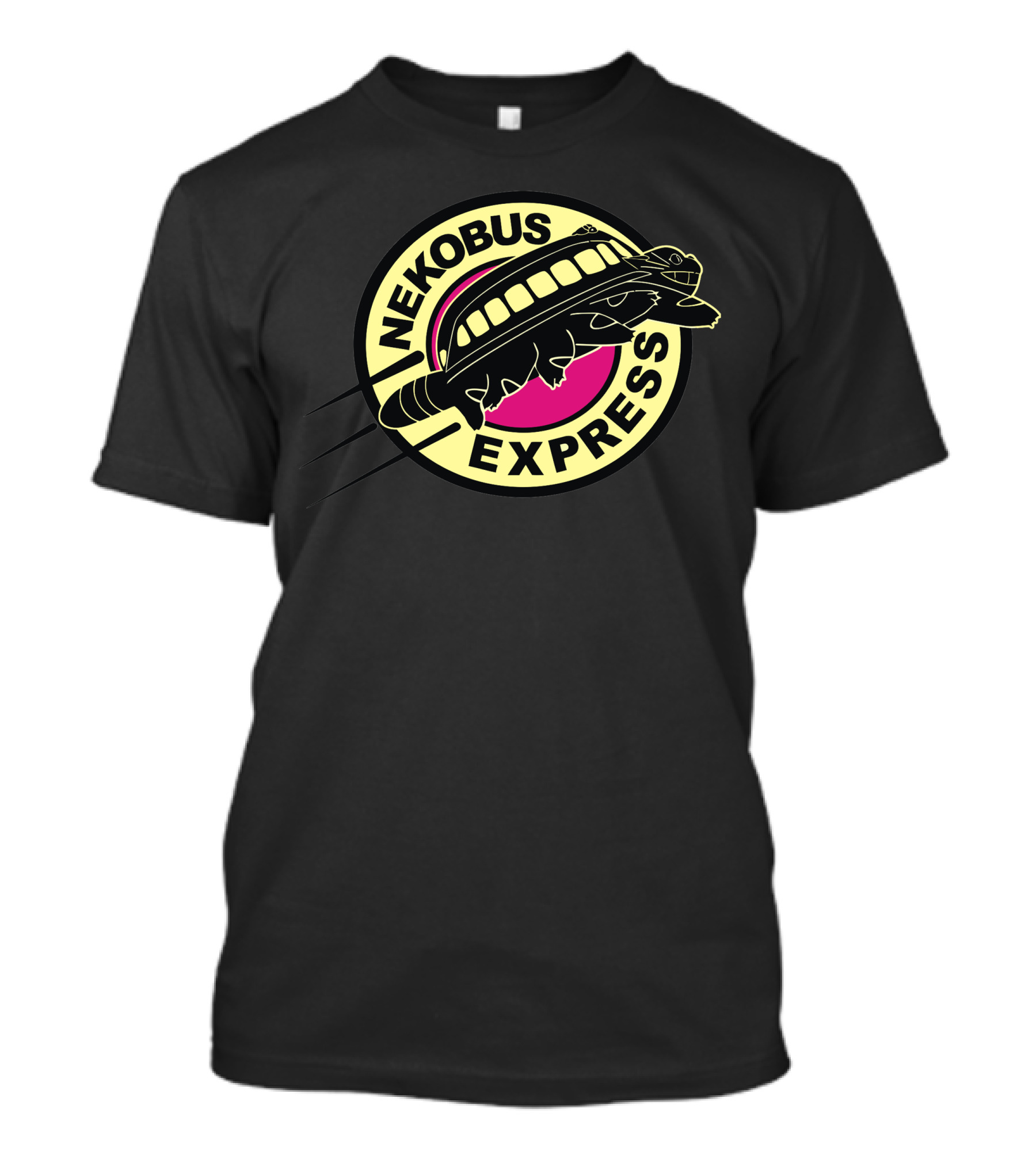 Nekobus Express Vintage Logo With Cat Bus Silhouette In Circle T-Shirt
