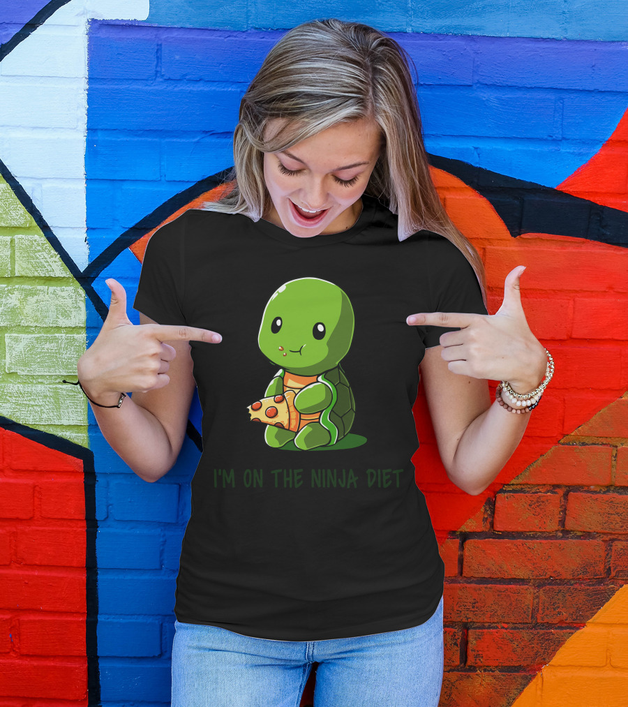 I'm On The Ninja Diet Cute Turtle Eating Pizza T-Shirt