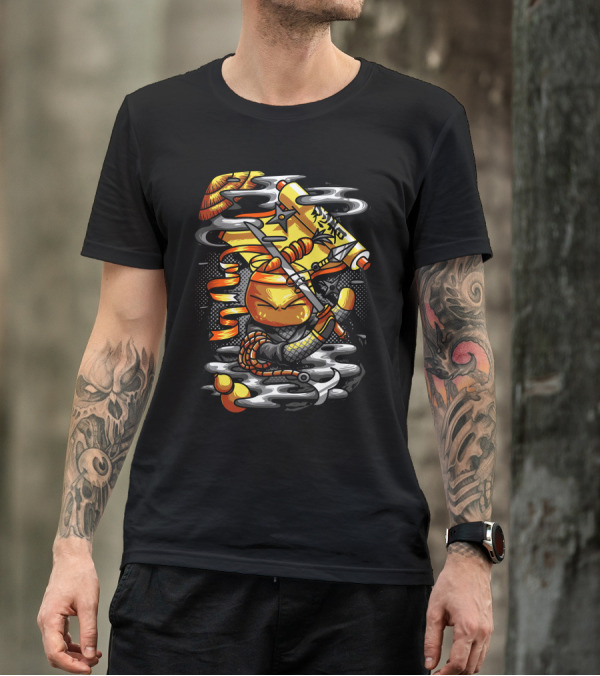 Ninja Go Scroll Warrior With Nunchucks And Sword T-Shirt