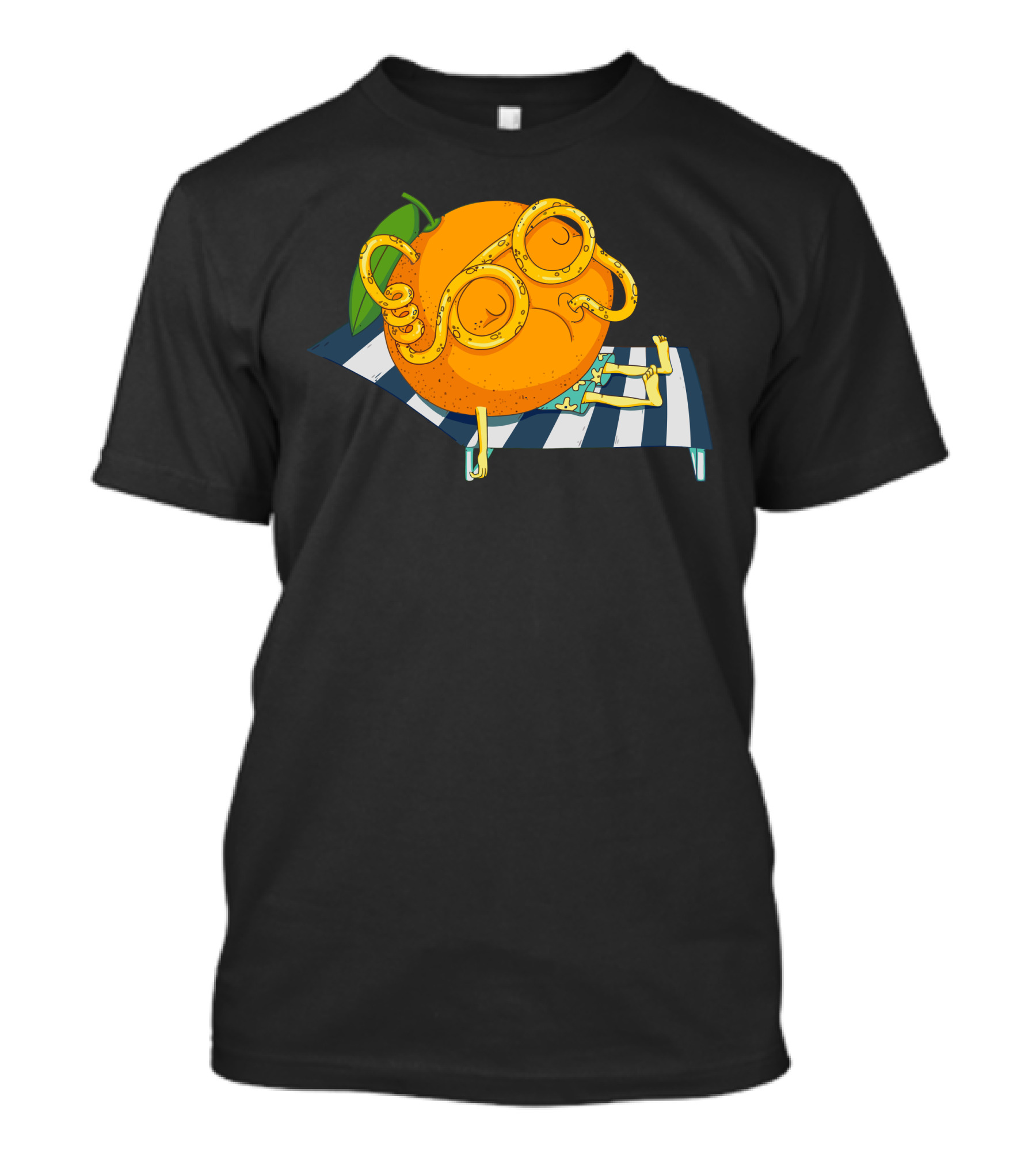 Orange Relaxing On Striped Towel T-Shirt