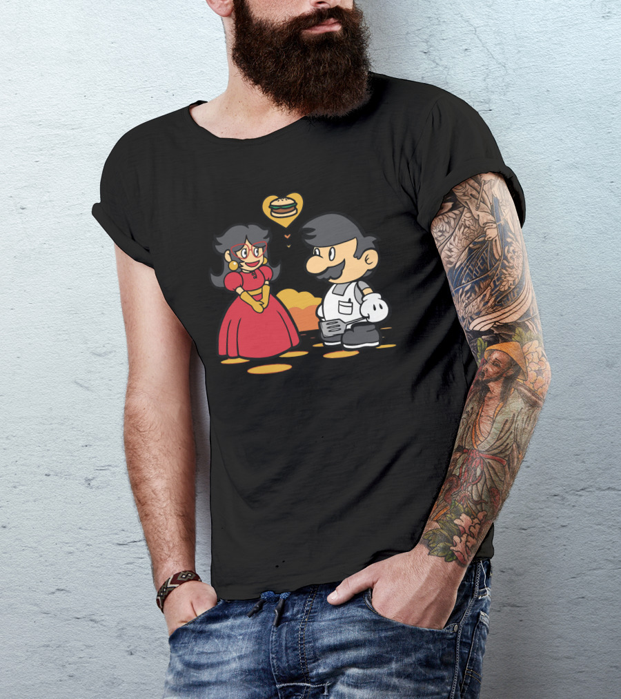 Paper Burgers Burger Love Heart Characters T-Shirt