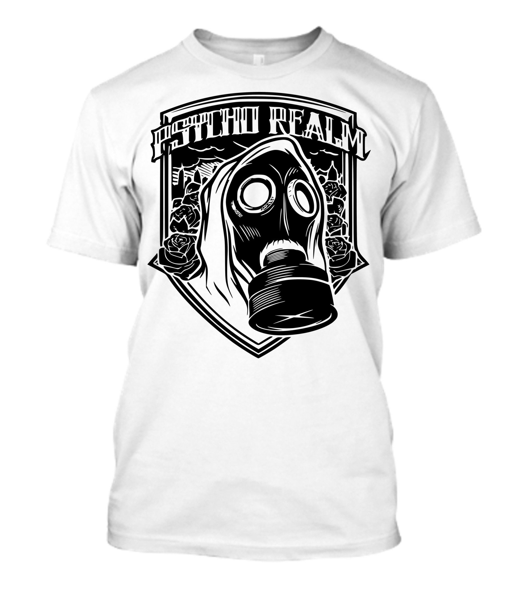 Psycho Realm Gas Mask Roses Shield T-Shirt