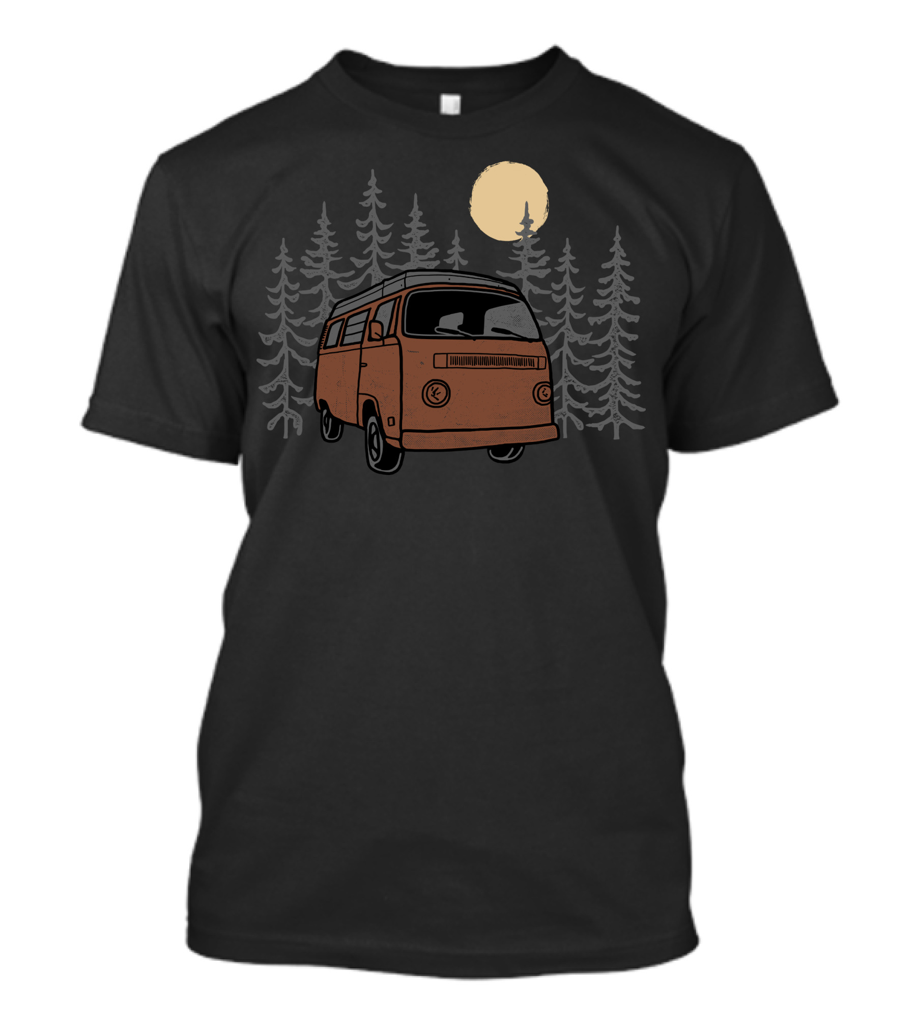 Adventure Van Under Moonlit Forest Pines T-Shirt