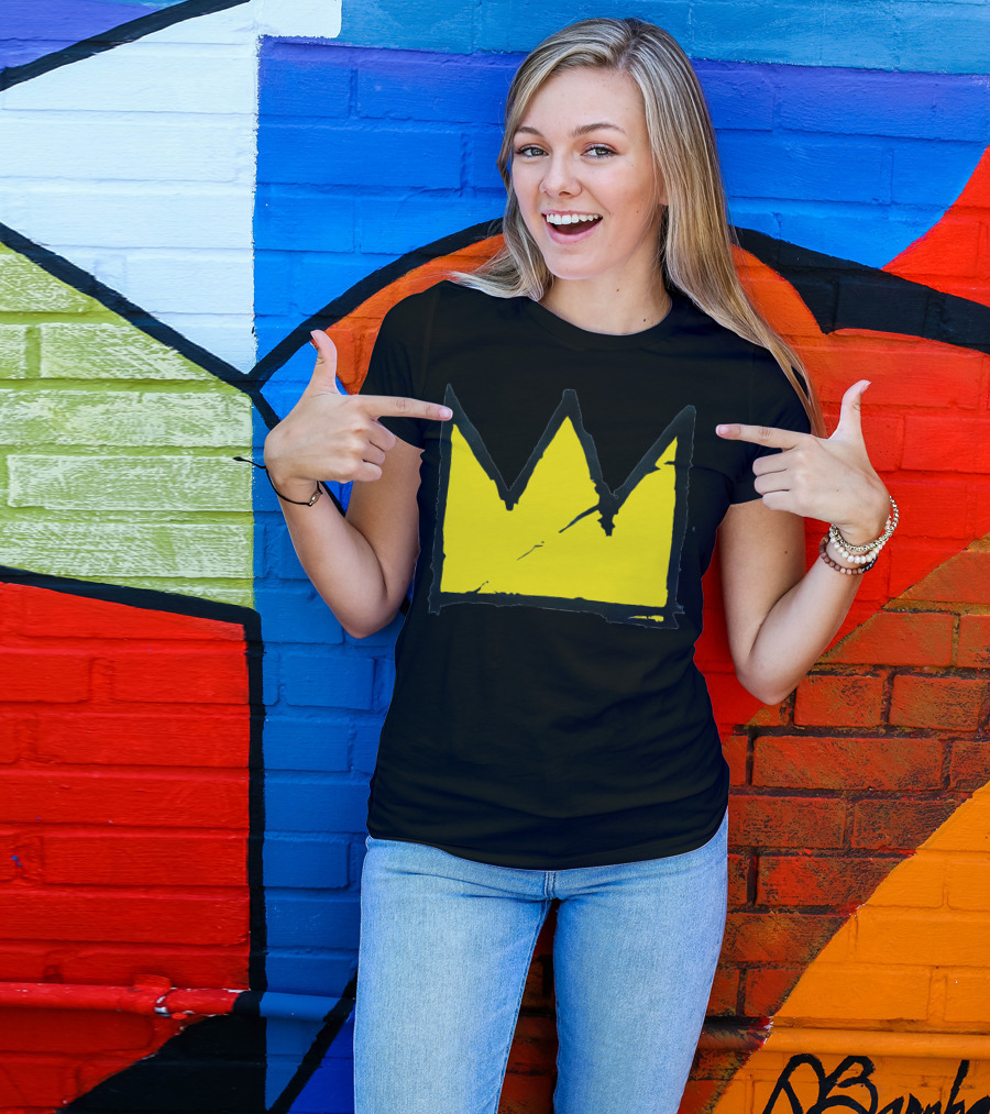 Basquiat Crown Iconic Yellow Black T-Shirt
