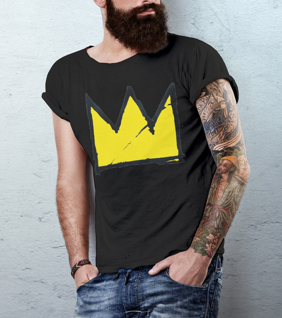 Basquiat Crown Iconic Yellow Black T-Shirt