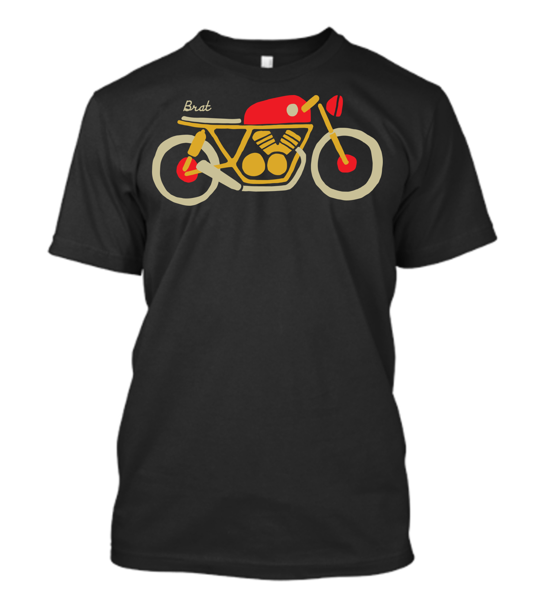 Brat Motorcycle Retro Style Red And Yellow T-Shirt