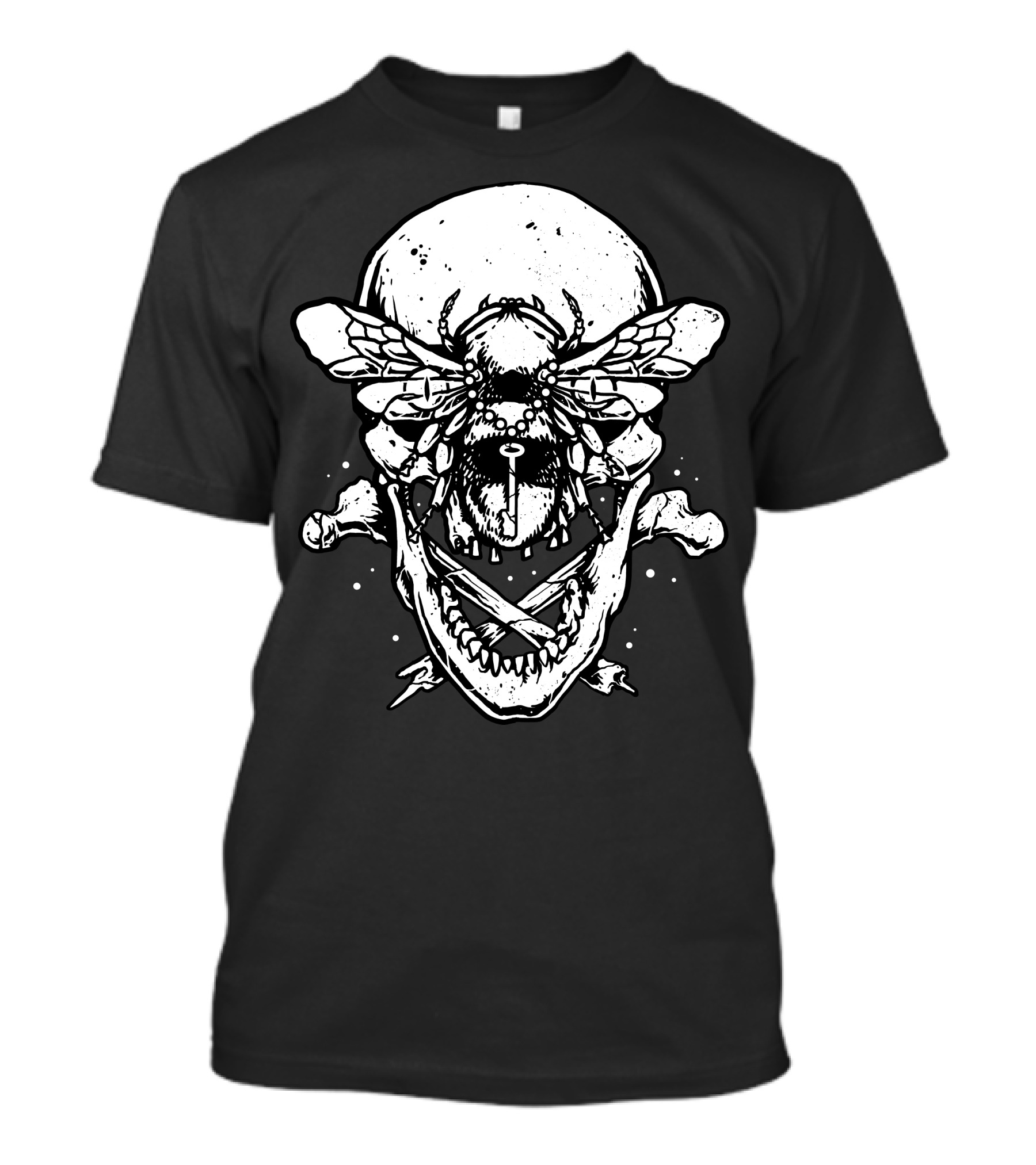 Butter Skull Fly With Crossed Bones And Knife In Mouth T-Shirt