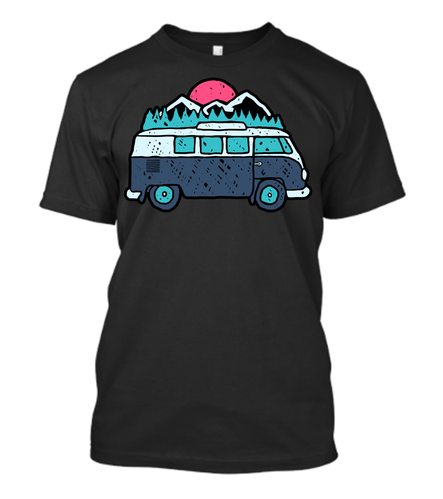 Go Outdoor Adventure Van With Sunset And Mountains T-Shirt