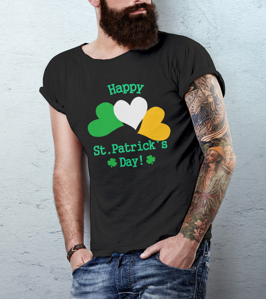 Happy St. Patrick's Day Shamrock Hearts And Clovers T-Shirt