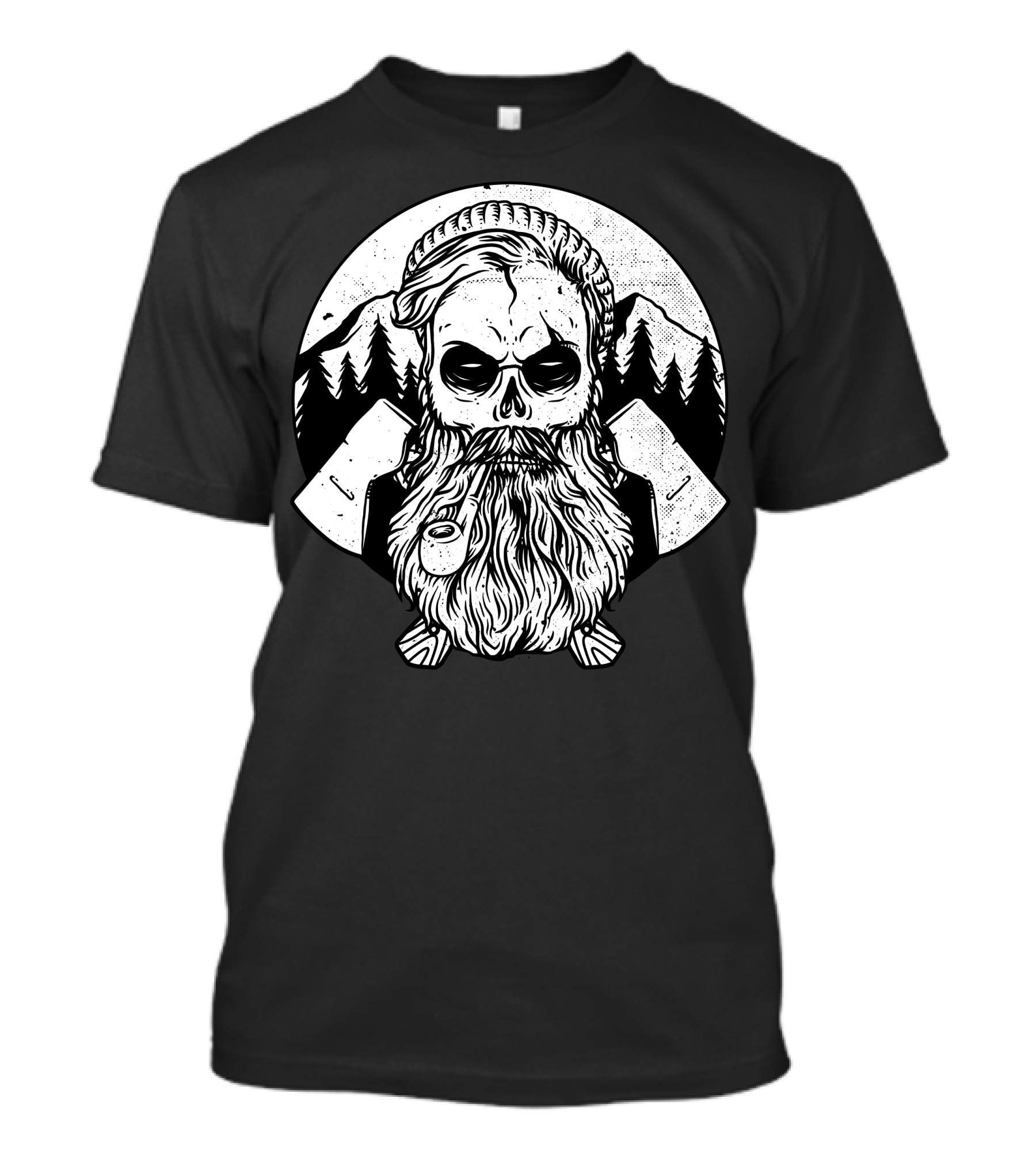 Hard Worker Skull With Axes And Mountains T-Shirt