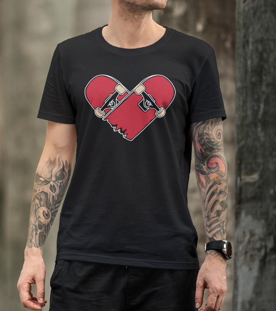 Heartboard Broken Skateboarding Heart Shape T-Shirt