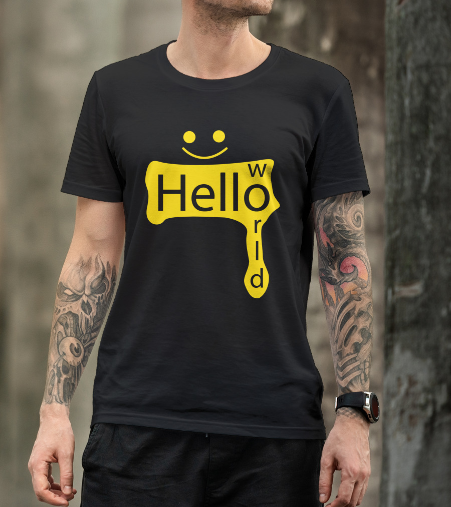 Hello World Smiley Face Text T-Shirt