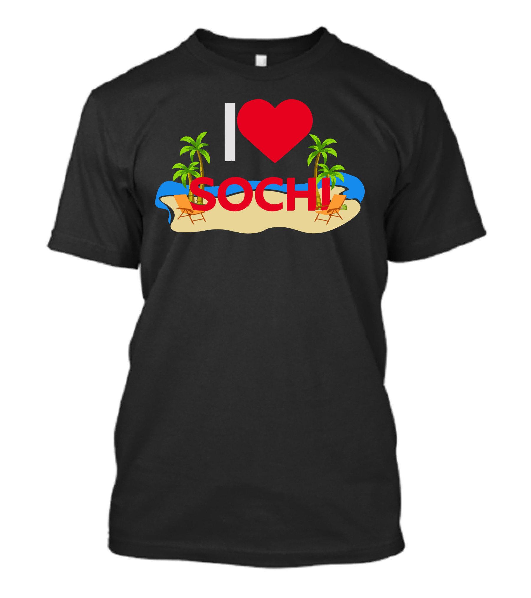 I Love Sochi Beach Island With Palm Trees And Chairs T-Shirt