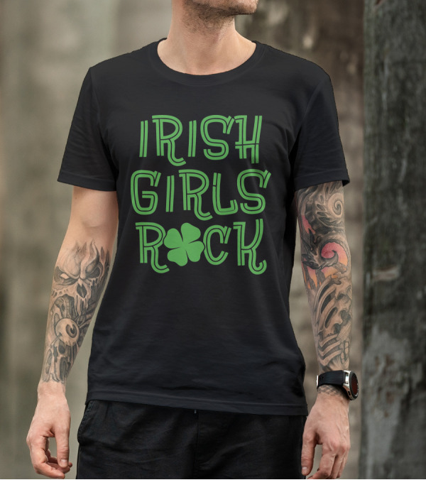Irish Girls Rock Shamrock Motif T-Shirt