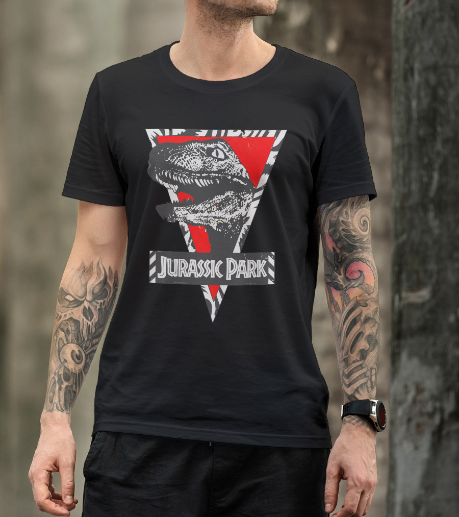 Jurassic Park Raptor Triangle Red Stripe T-Shirt