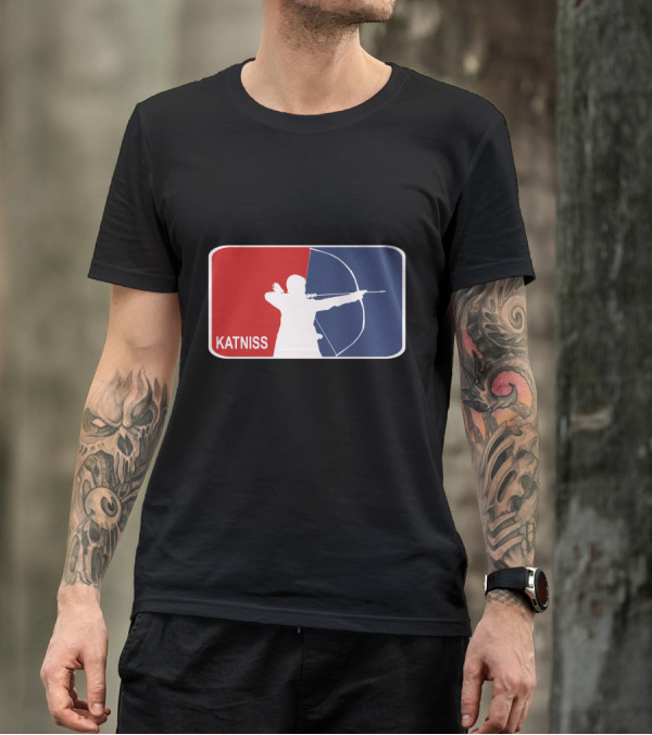 Katniss Archery Red Blue Silhouette NBA T-Shirt