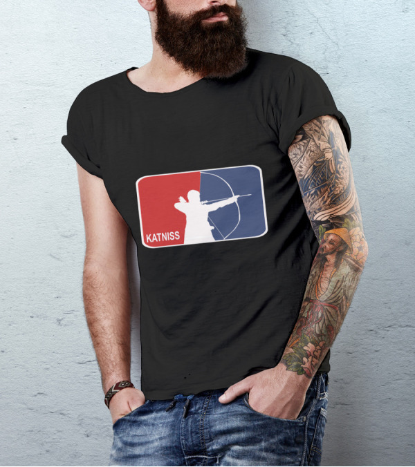Katniss Archery Red Blue Silhouette NBA T-Shirt