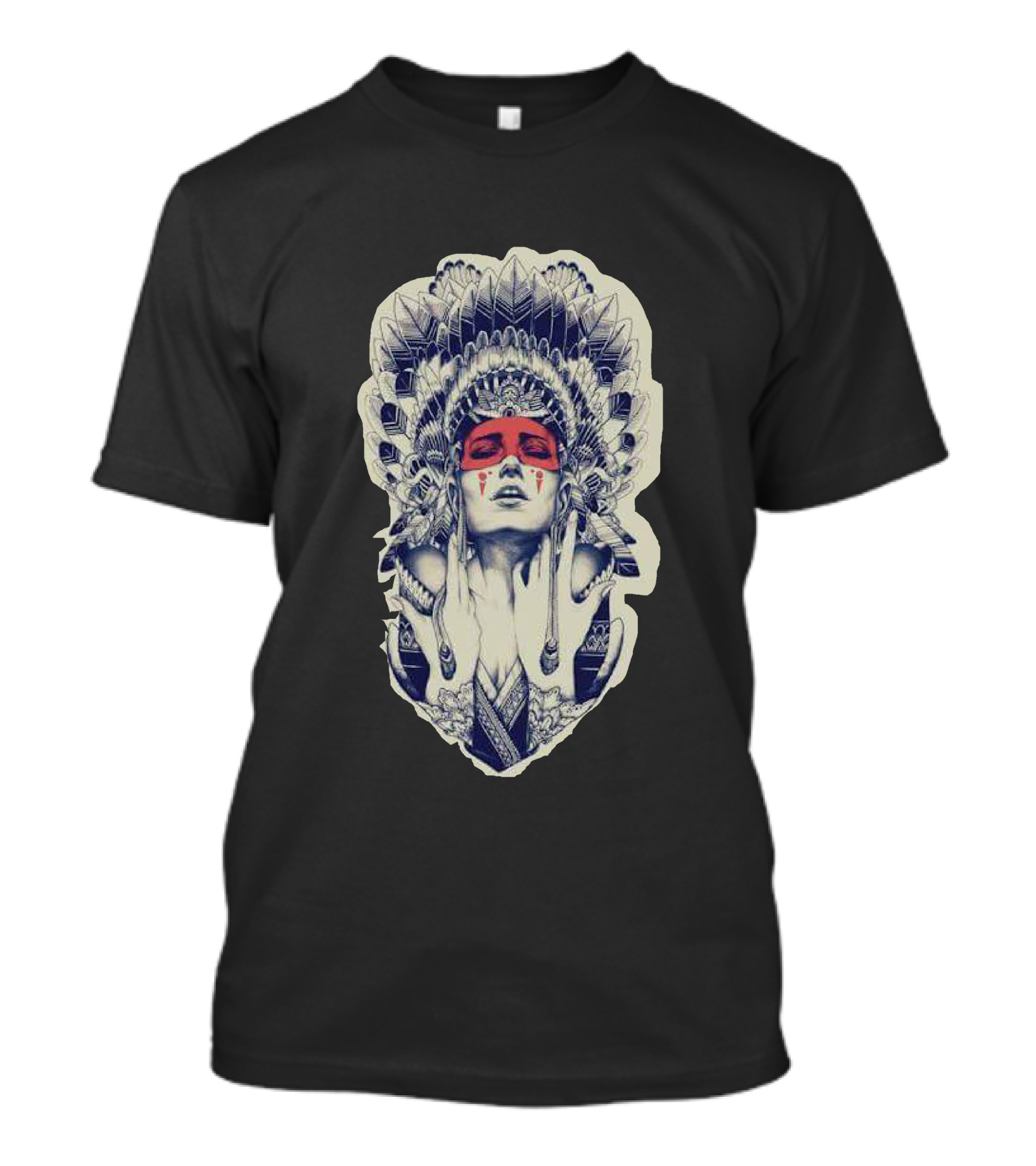 Kizil Derili Kiz Native American Headdress Red Face Paint T-Shirt