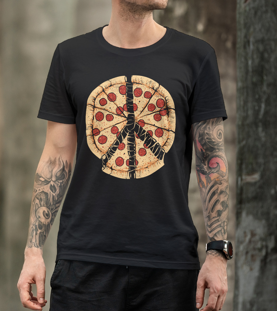 Peacezza Pizza Peace Symbol Pepperoni T-Shirt