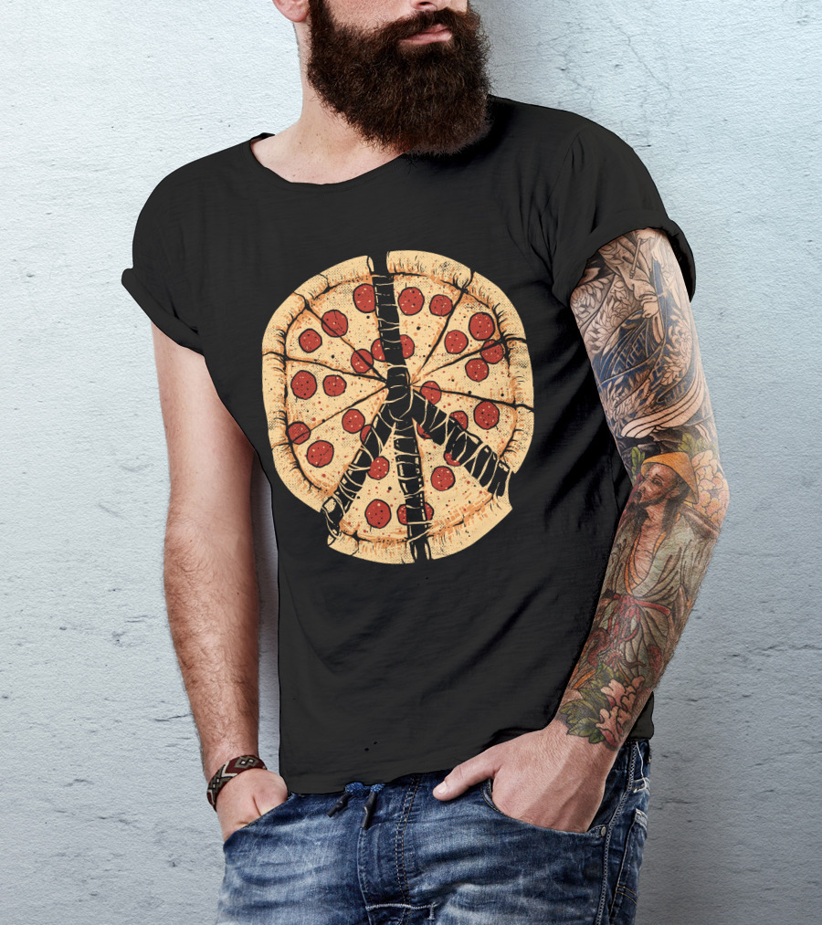 Peacezza Pizza Peace Symbol Pepperoni T-Shirt
