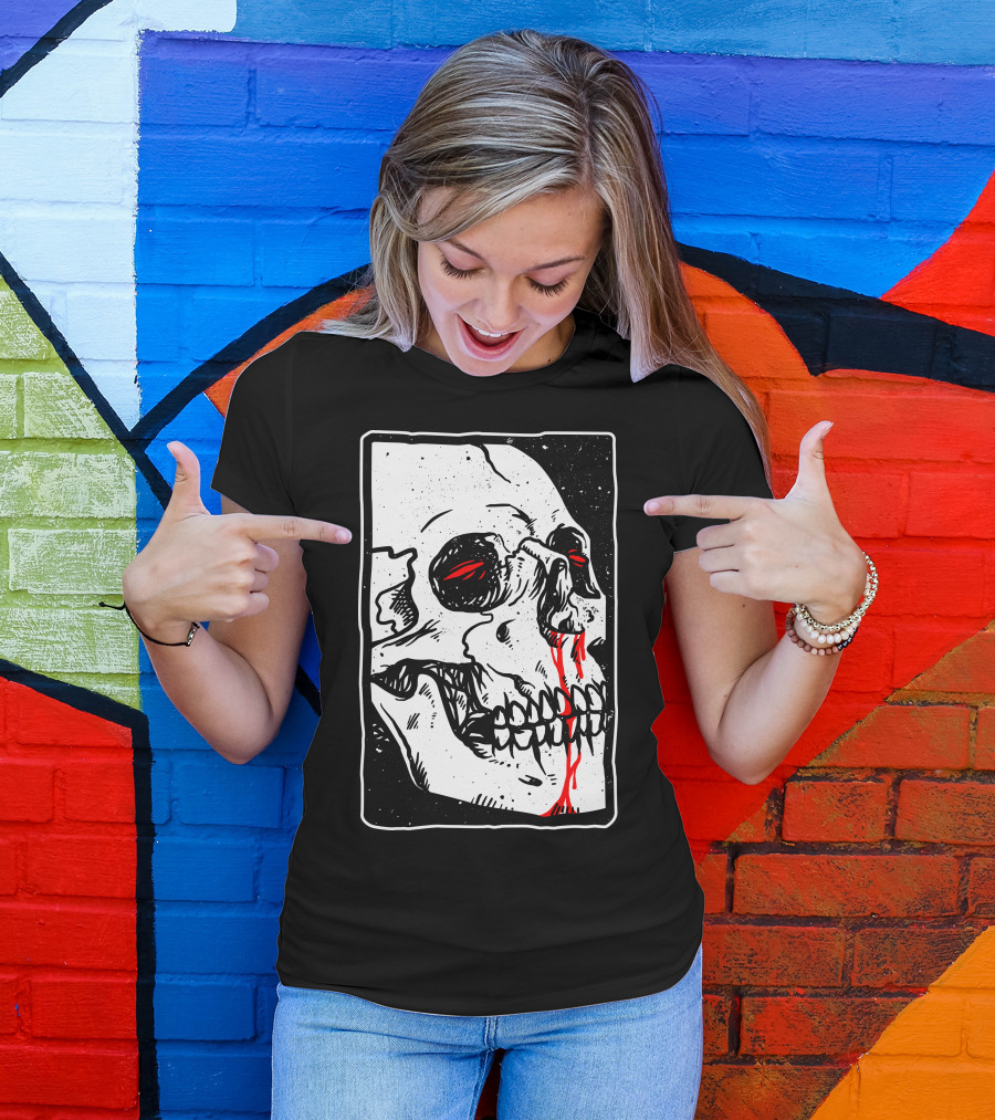 Peek Skull Red Eyes And Tears T-Shirt