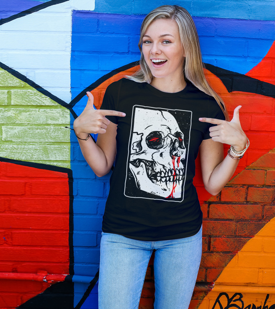 Peek Skull Red Eyes And Tears T-Shirt