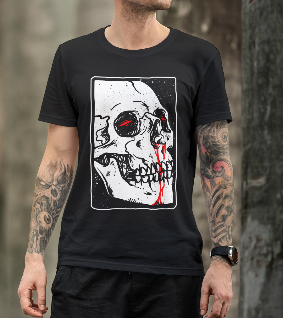 Peek Skull Red Eyes And Tears T-Shirt