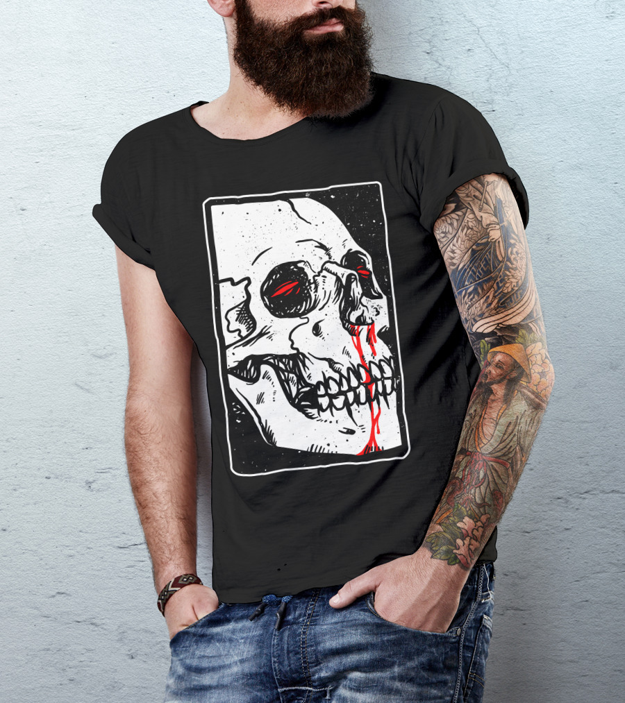 Peek Skull Red Eyes And Tears T-Shirt