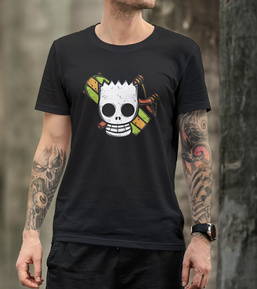 Pirate Boy Skull With Skateboard Crossbones T-Shirt