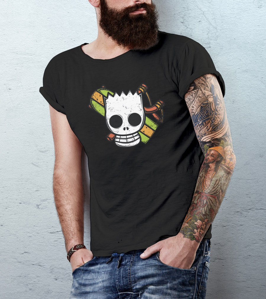 Pirate Boy Skull With Skateboard Crossbones T-Shirt