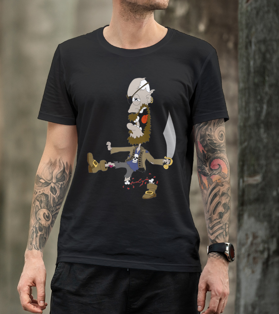 Pirate Ninja Zombie Warrior With Sword And Skull Eyepatch T-Shirt