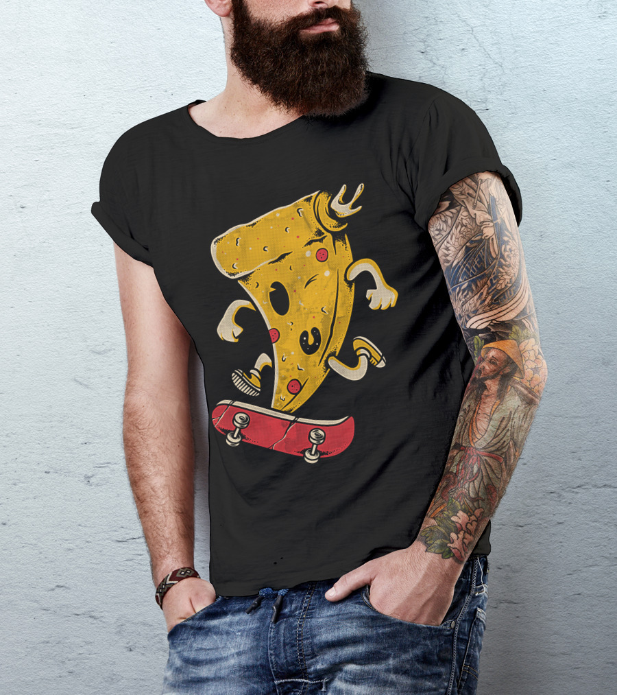 Pizzaboarding Skate Adventure Pizza Slice On Skateboard T-Shirt