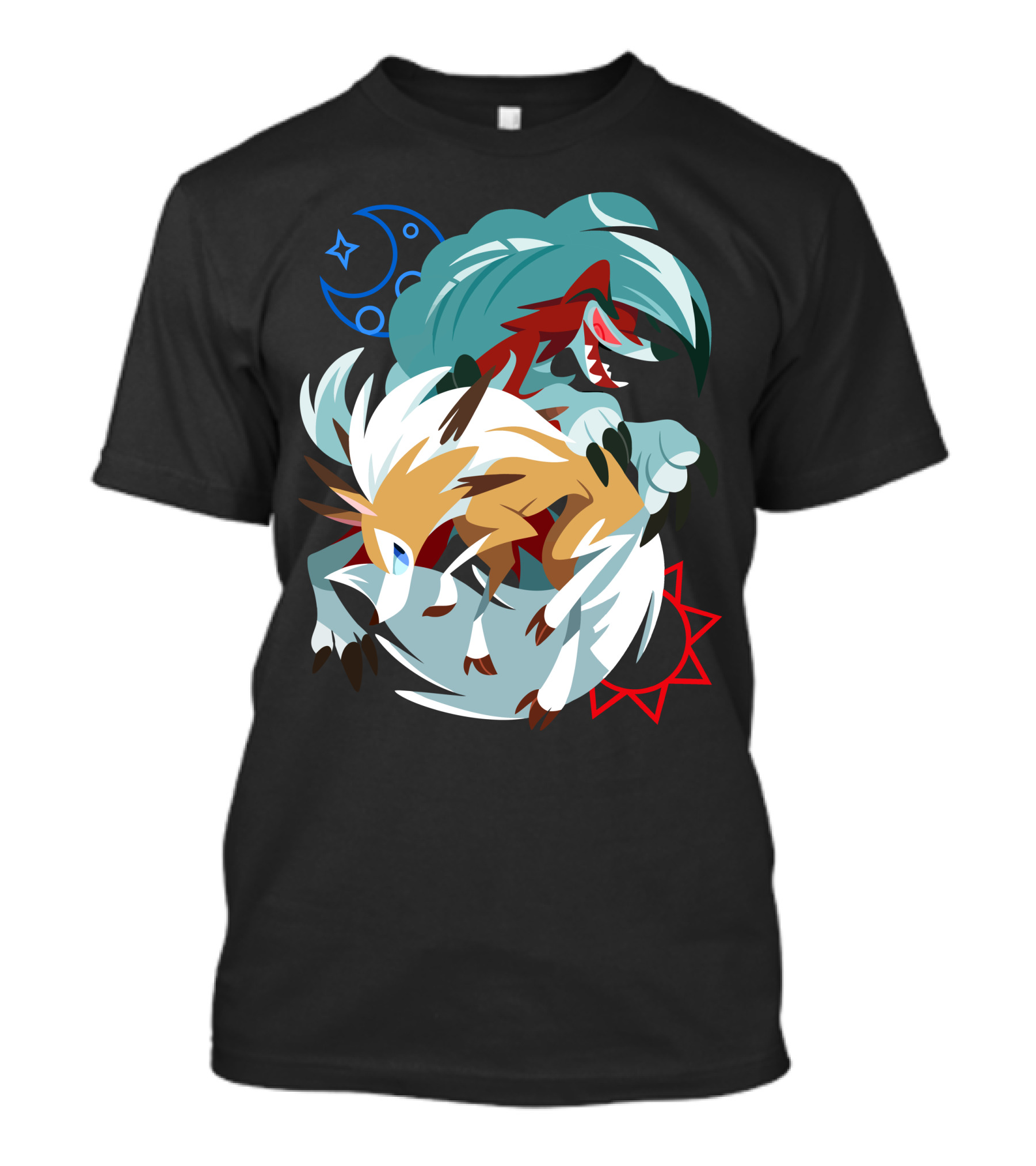 Pkmn Lugarugan Midnight And Midday Forms Celestial Duality T-Shirt