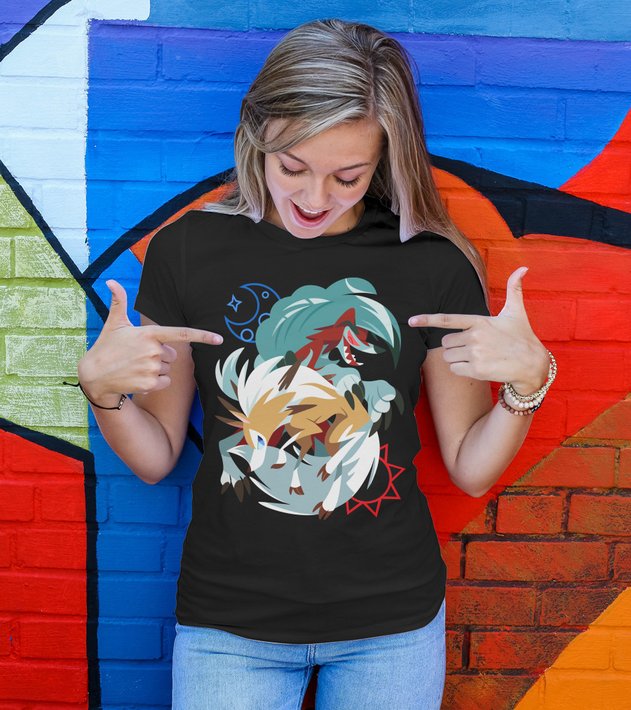 Pkmn Lugarugan Midnight And Midday Forms Celestial Duality T-Shirt